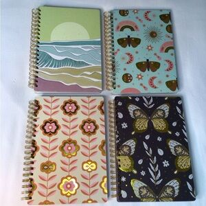 Set of 4 Colorful Spiral Notebook Journals 240 Page Each